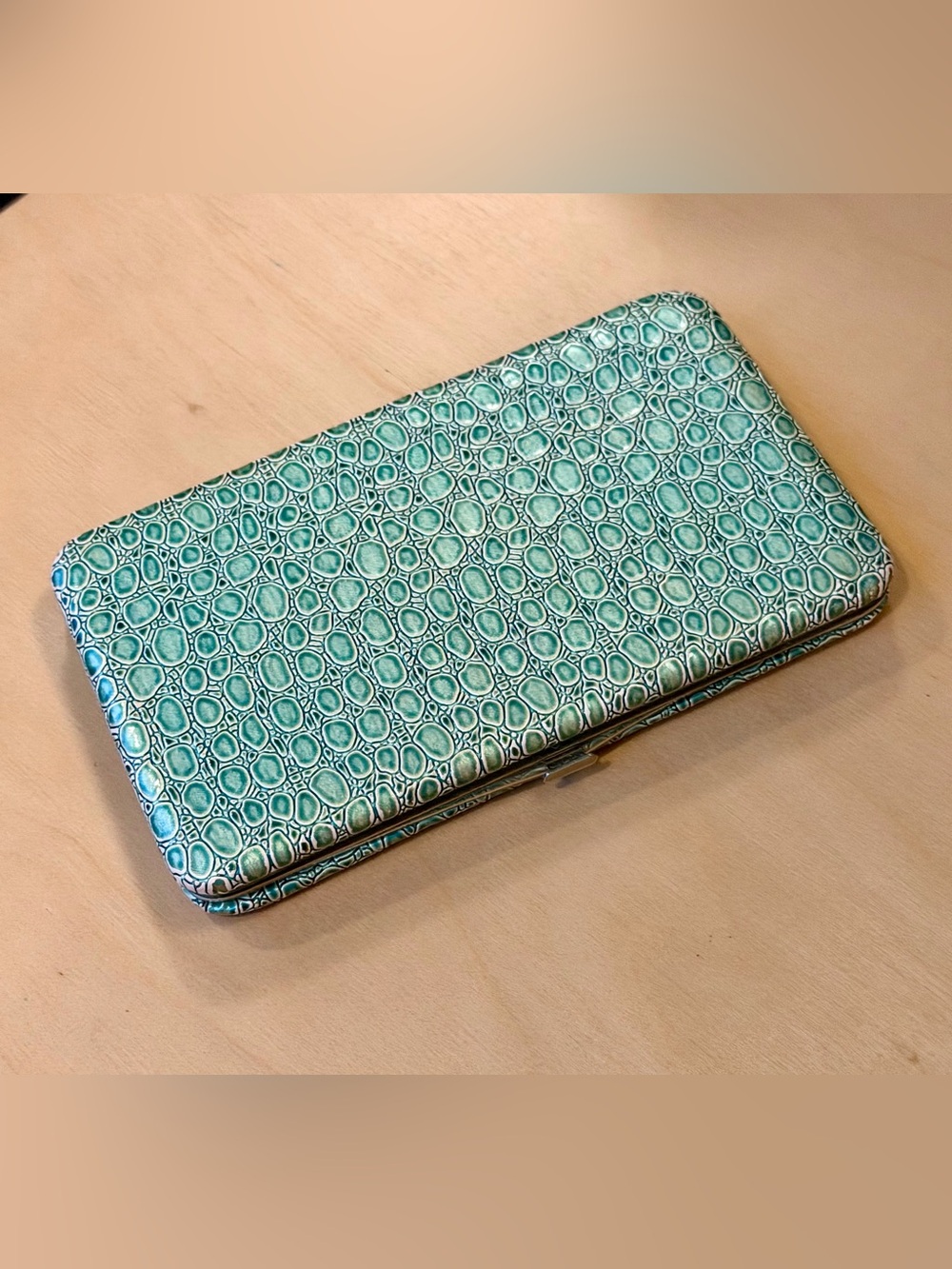 Source Unknown Teal Patterned Women's Clutch Wallet